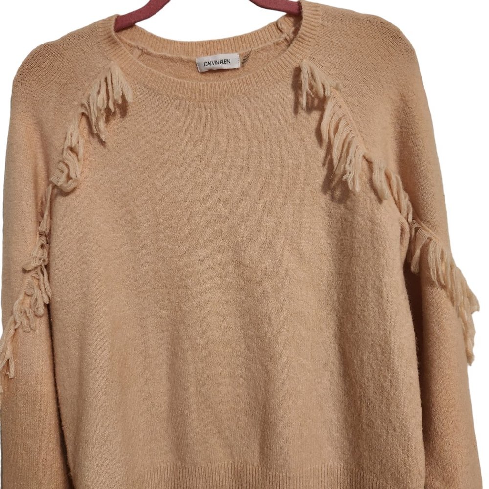 Calvin Klein Pink Sweater With Fringed Sleeve - Picture 4 of 6